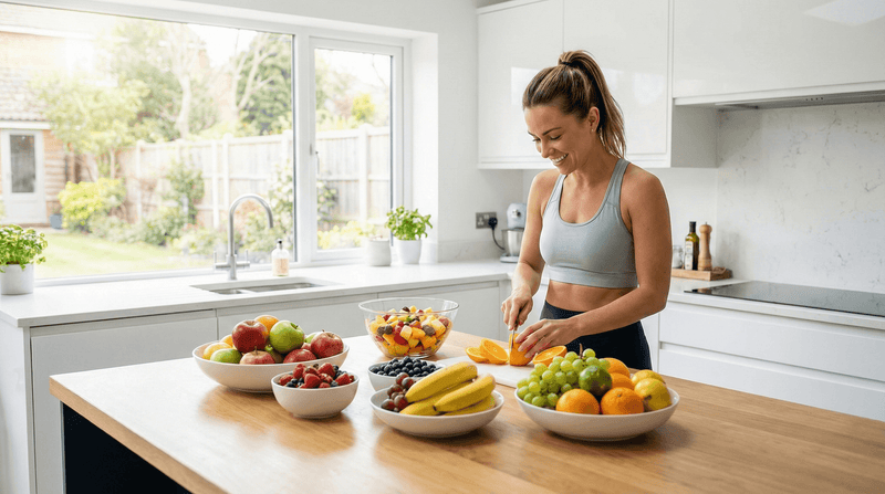 Woman preparing fruits in a modern kitchen