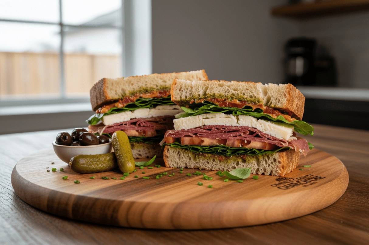 single sandwich on single platter