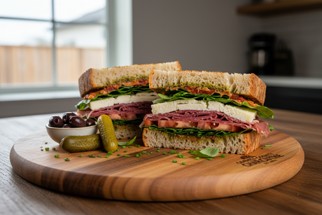 single sandwich on single platter